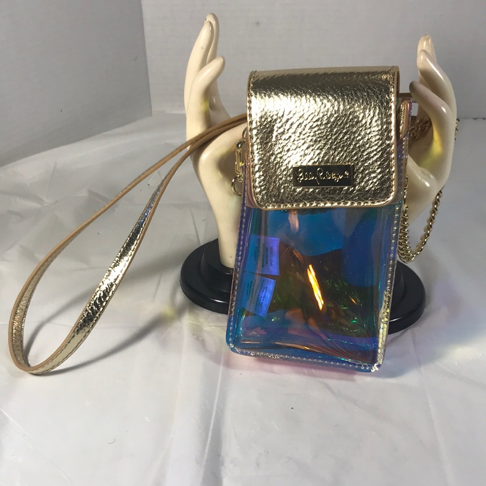 Lilly Pulitzer Hayes Faux Leather Gold & Iridescent Crossbody Phone Concert Bag